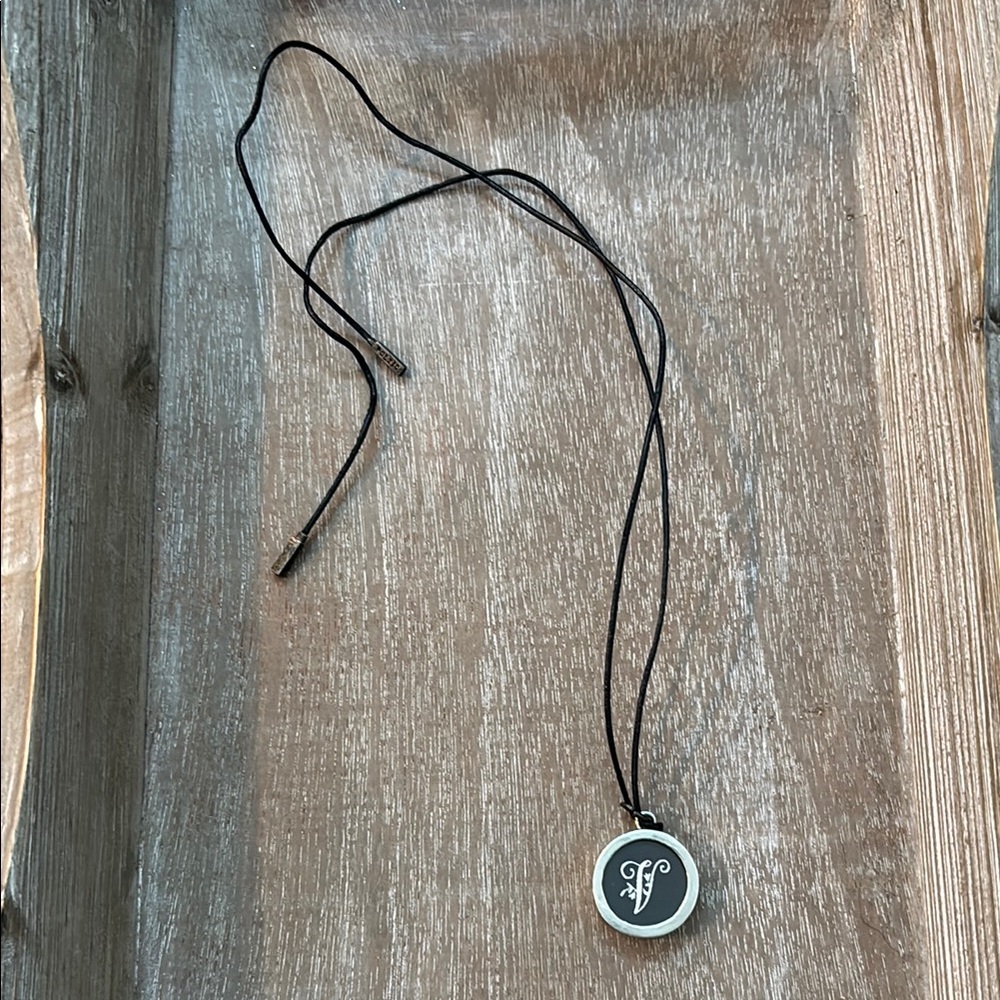 Black Pendant Necklace with Monogram
